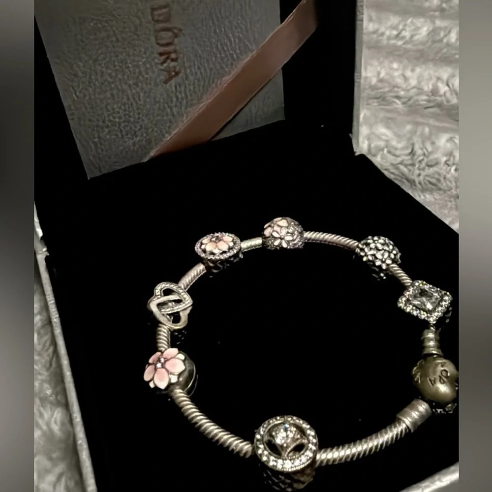 Pandora Silver Bracelet with Pink and Silver Charms Limited Edition - Picture 4 of 14